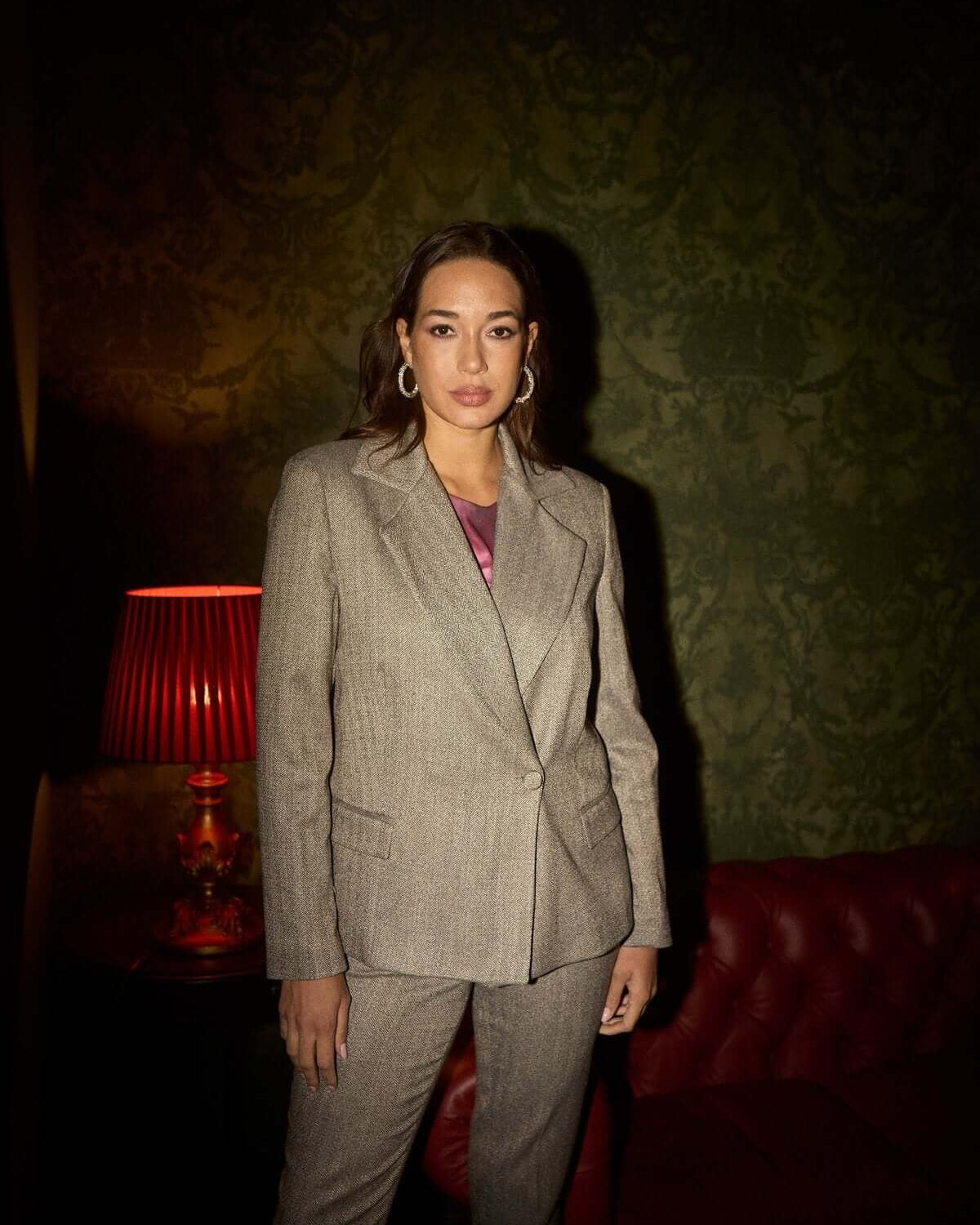 Giacca doppiopetto ad un bottone con motivo resca GRIGIO DORABELLA XXXL