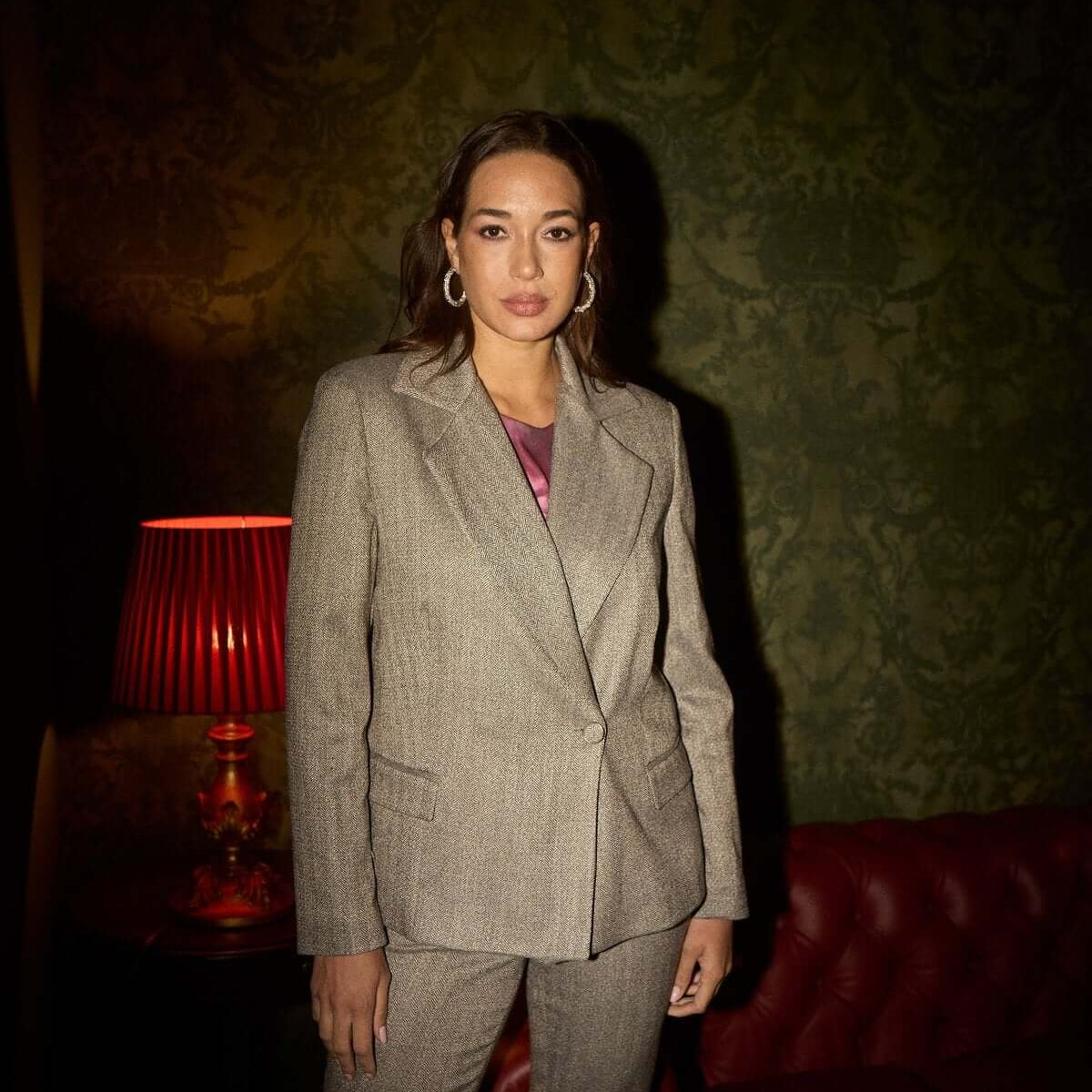 Giacca doppiopetto ad un bottone con motivo resca GRIGIO DORABELLA XXXL