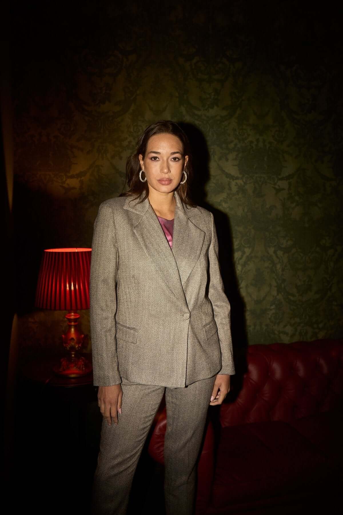 Giacca doppiopetto ad un bottone con motivo resca GRIGIO DORABELLA XXXL