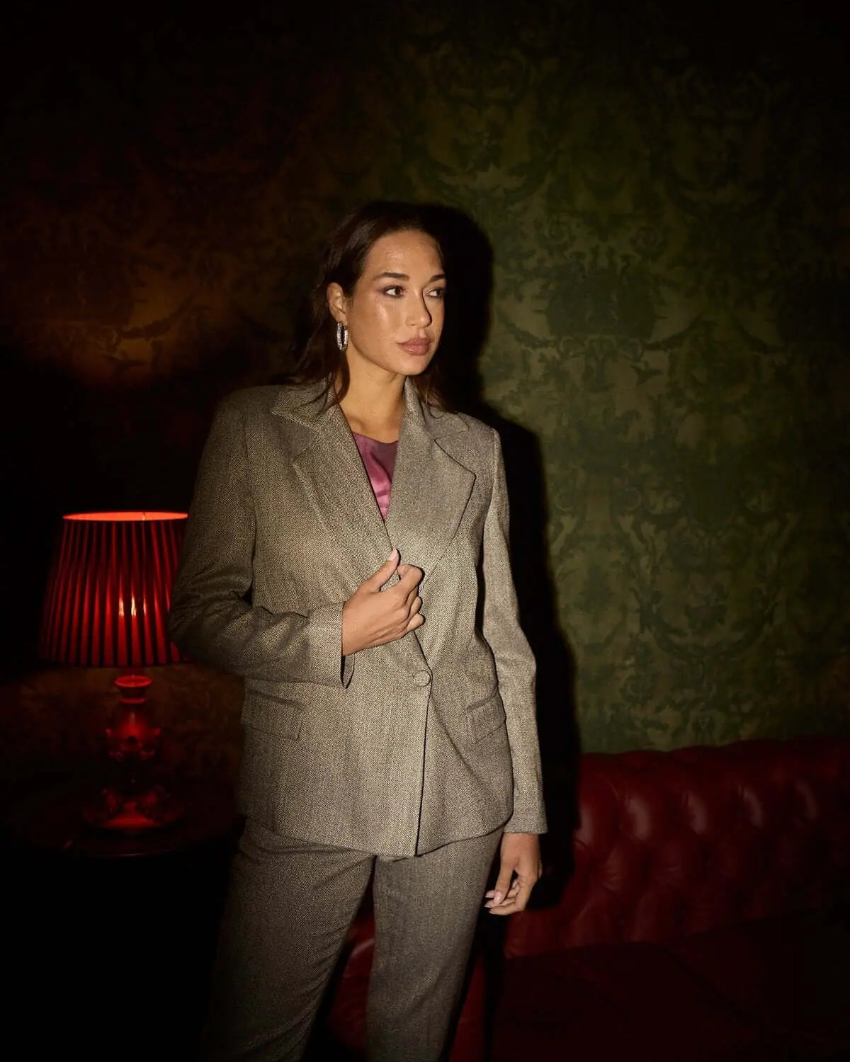 Giacca doppiopetto ad un bottone con motivo resca GRIGIO DORABELLA