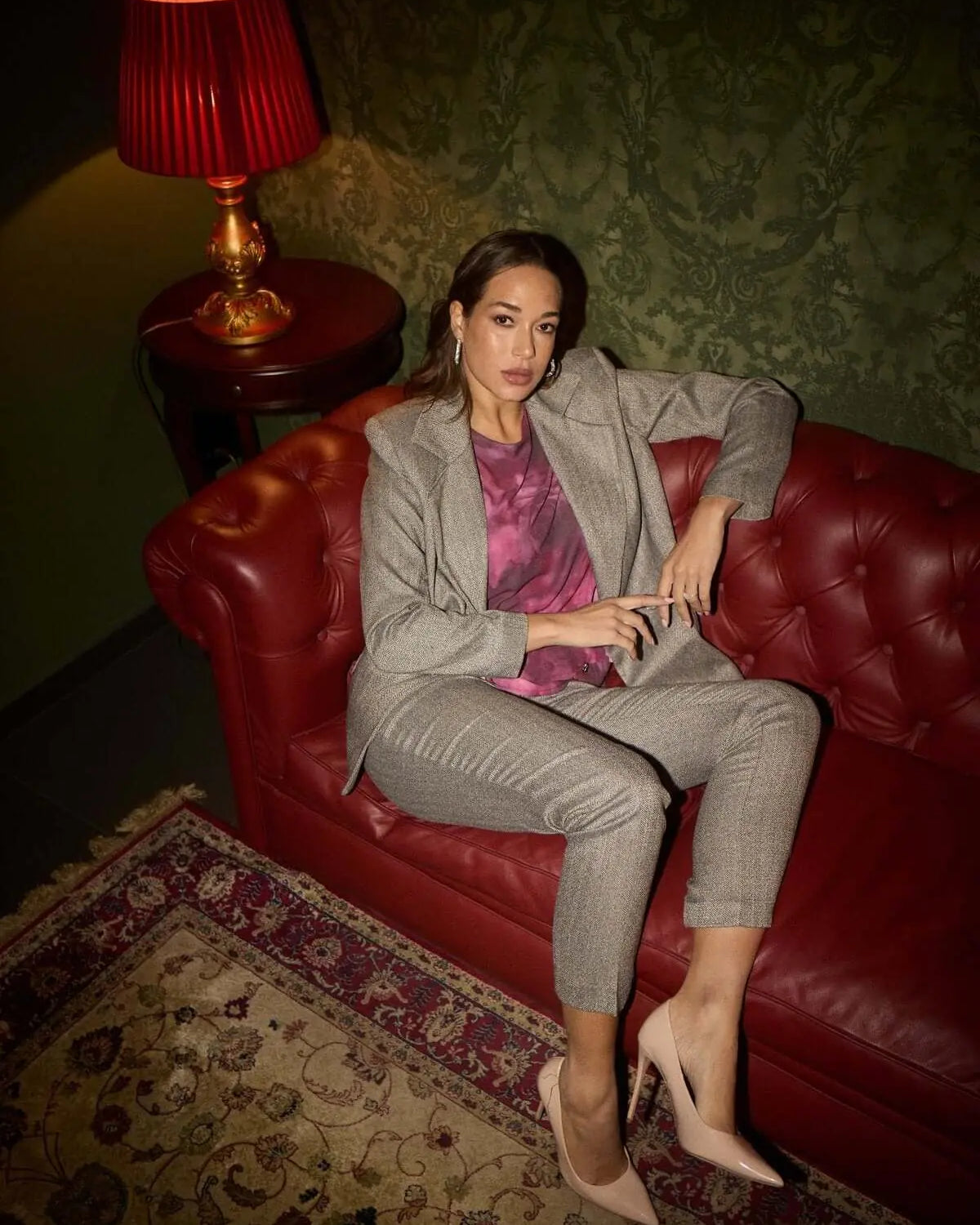 Giacca doppiopetto ad un bottone con motivo resca GRIGIO DORABELLA