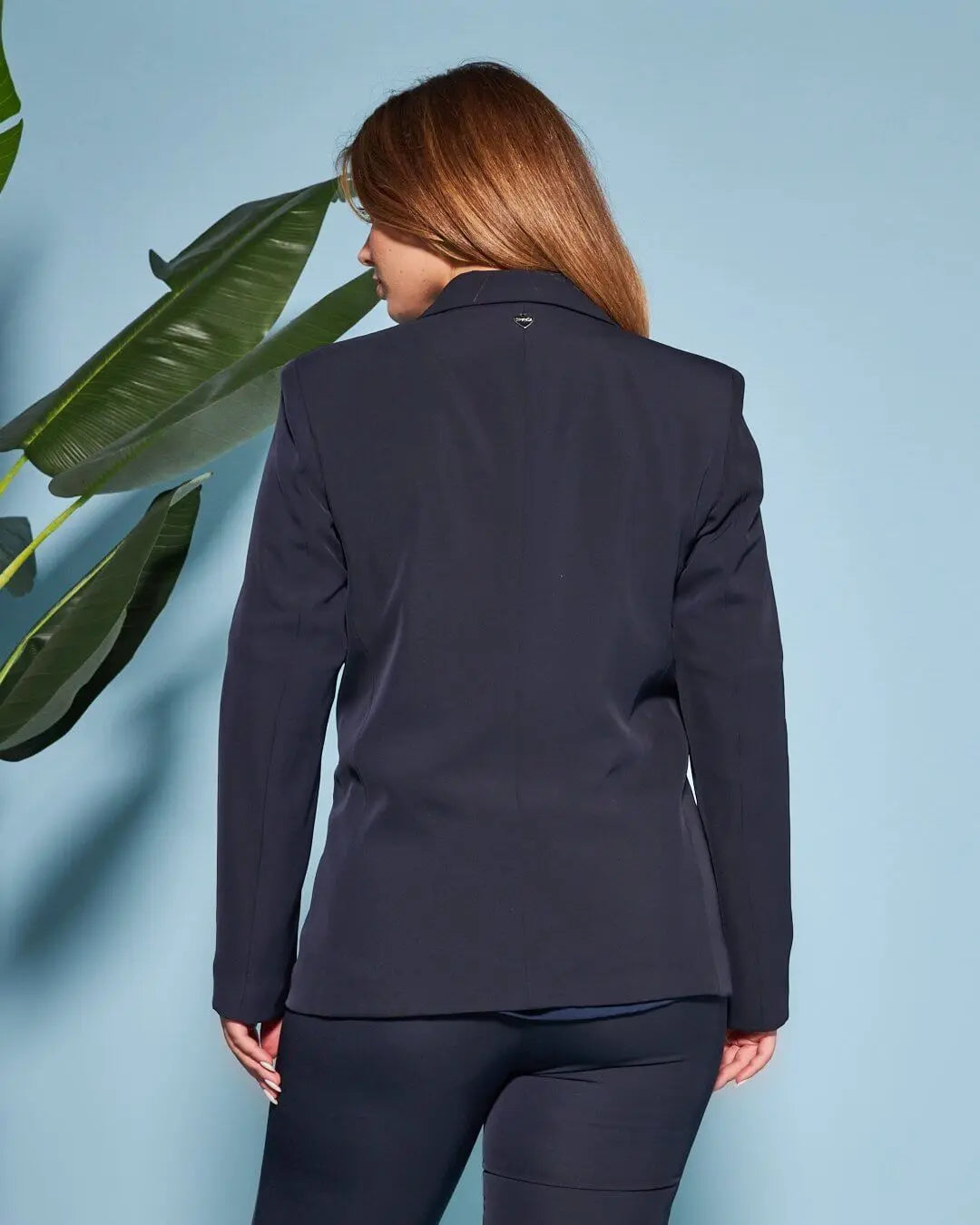 Giacca doppiopetto in cady elasticizzato con bottoni in tinta BLU DORABELLA