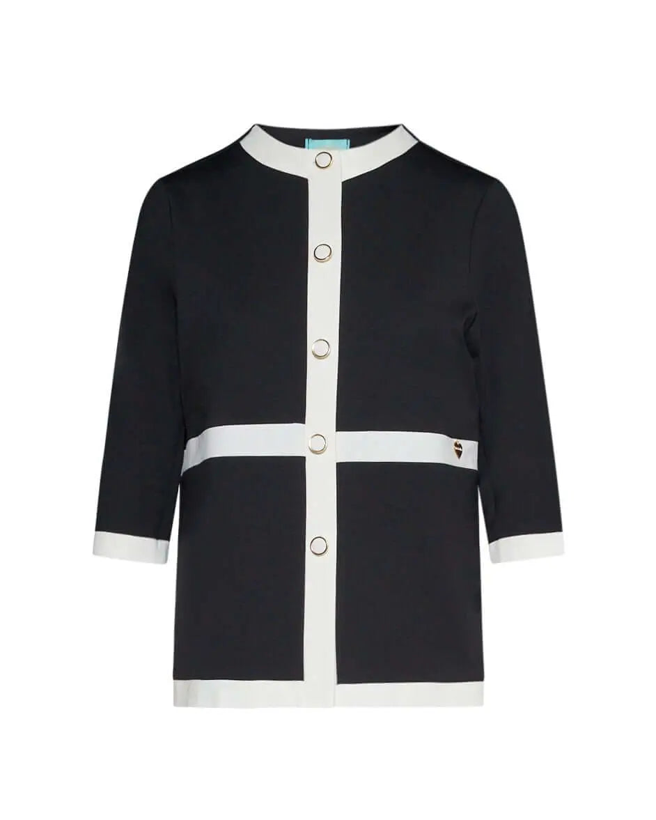 Giacca girocollo in punto milano di misto viscosa con bordi a contrasto NERO DORABELLA XXL