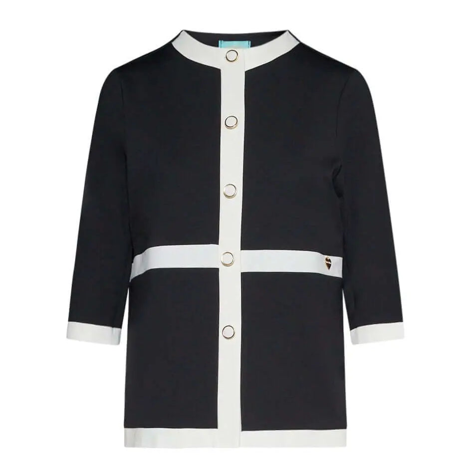 Giacca girocollo in punto milano di misto viscosa con bordi a contrasto NERO DORABELLA XXL