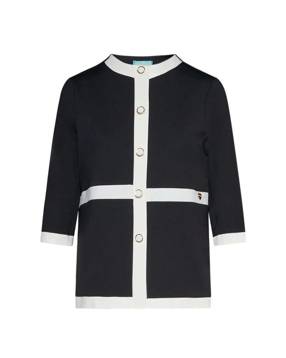 Giacca girocollo in punto milano di misto viscosa con bordi a contrasto NERO DORABELLA XXL