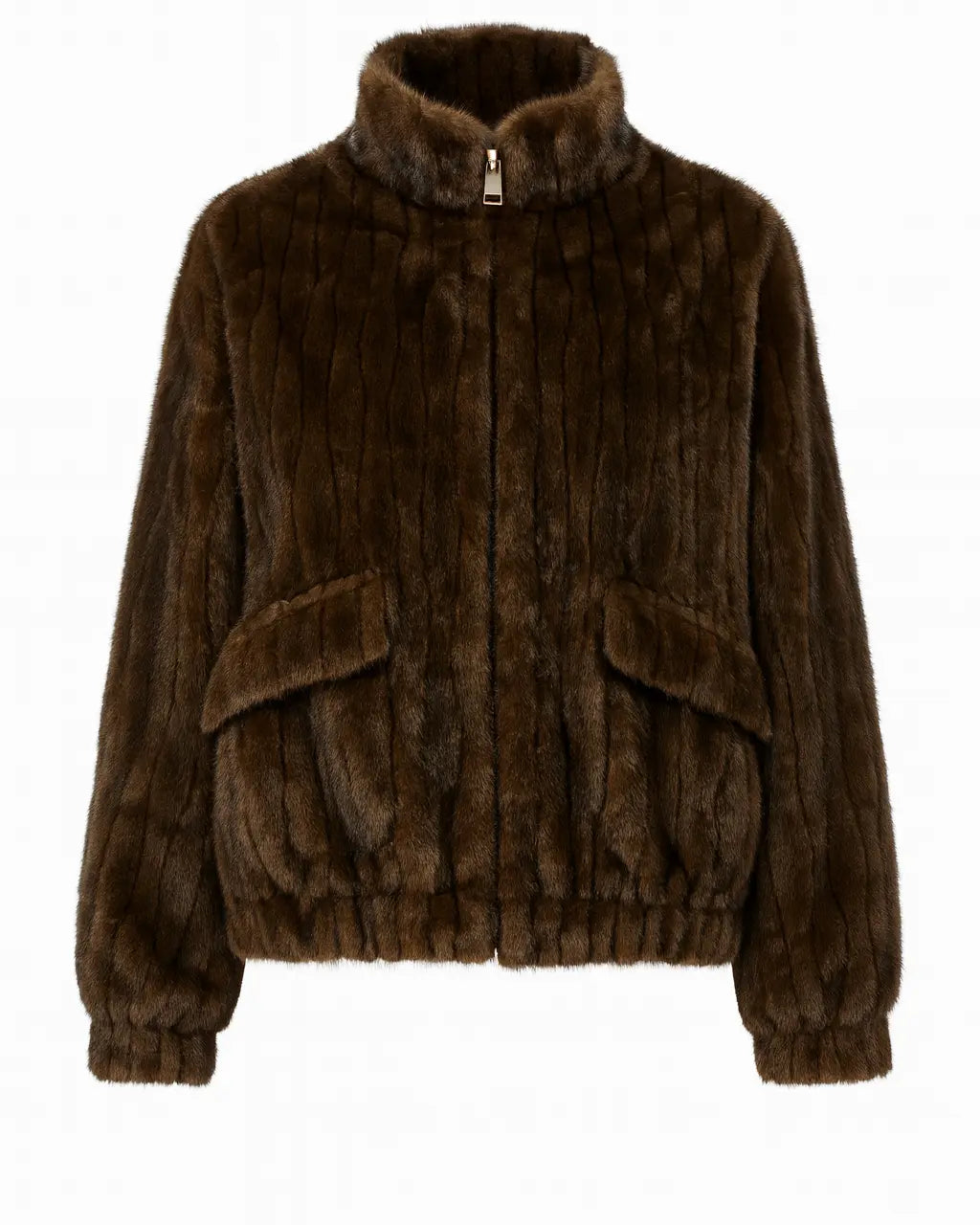 Giacca in Eco-pelliccia con Zip IRONICA Taglia unica (44/46 o M/L) / Cioccolato