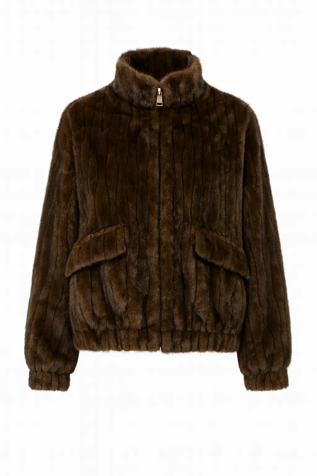 Giacca in Eco-pelliccia con Zip IRONICA Taglia unica (44/46 o M/L) / Cioccolato