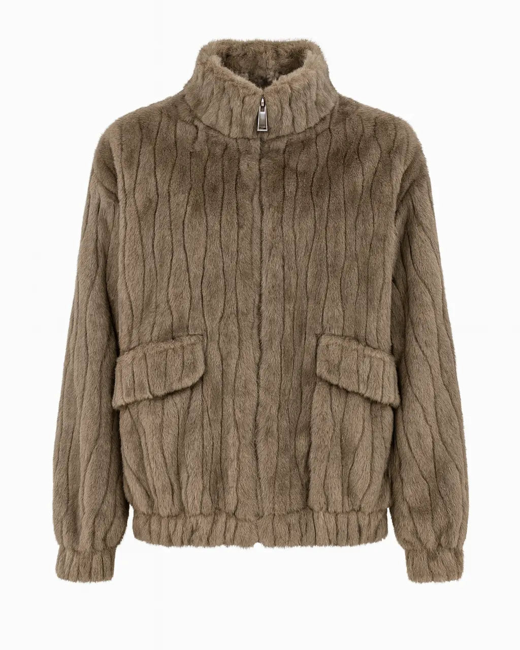 Giacca in Eco-pelliccia con Zip IRONICA Taglia unica (44/46 o M/L) / Tortora