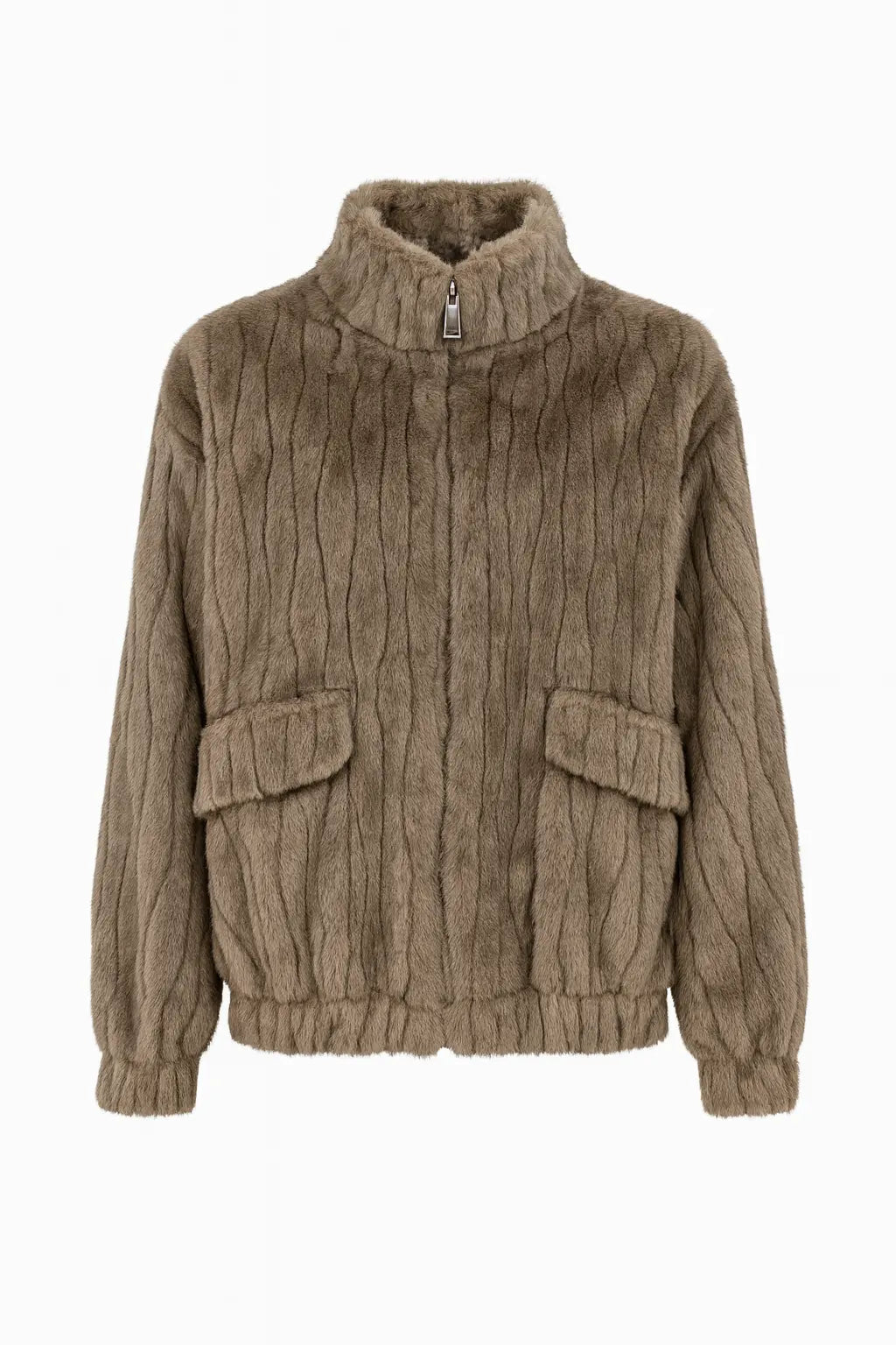 Giacca in Eco-pelliccia con Zip IRONICA Taglia unica (44/46 o M/L) / Tortora