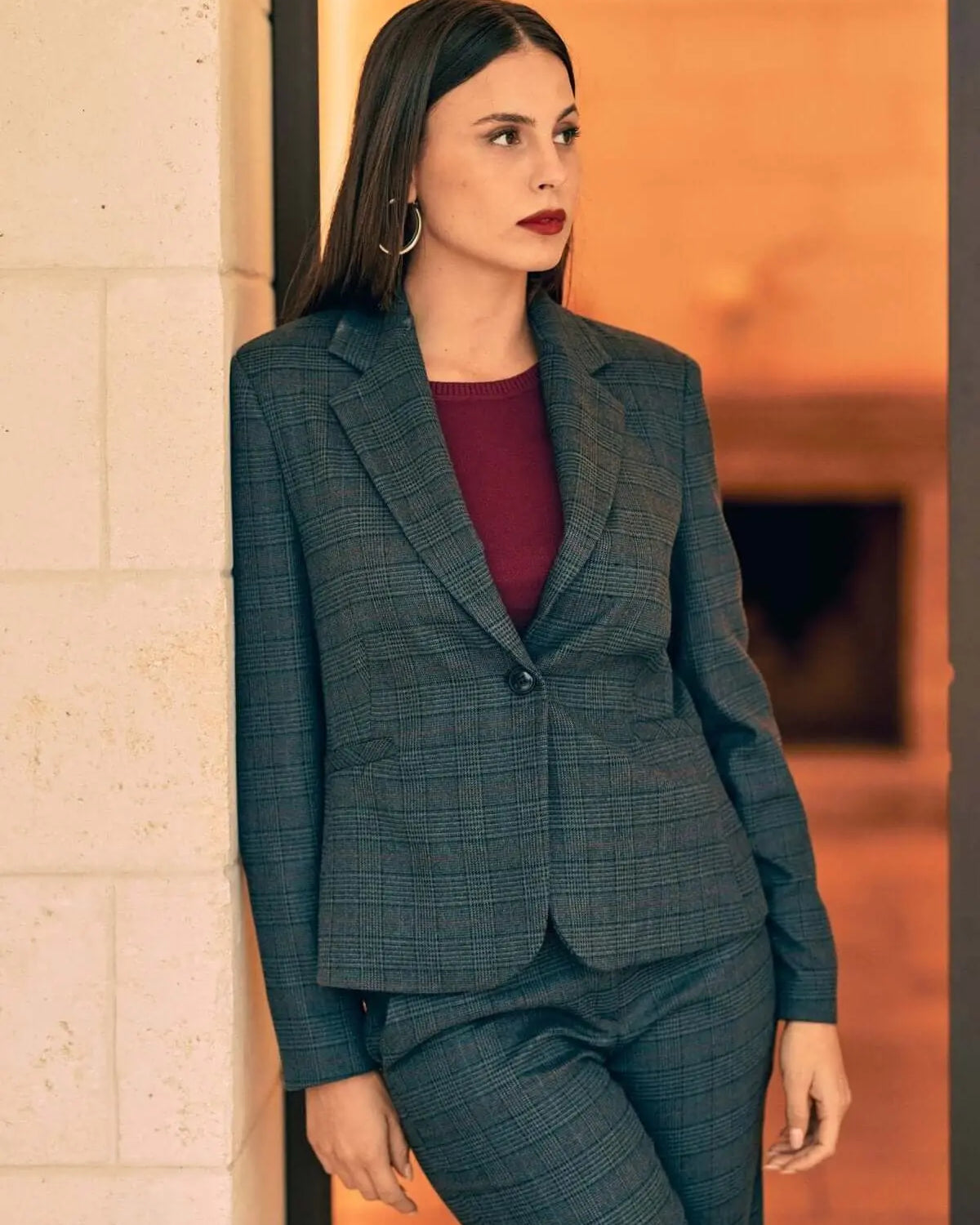 Giacca in tartan monopetto con tasche GRIGIO DORABELLA XXL