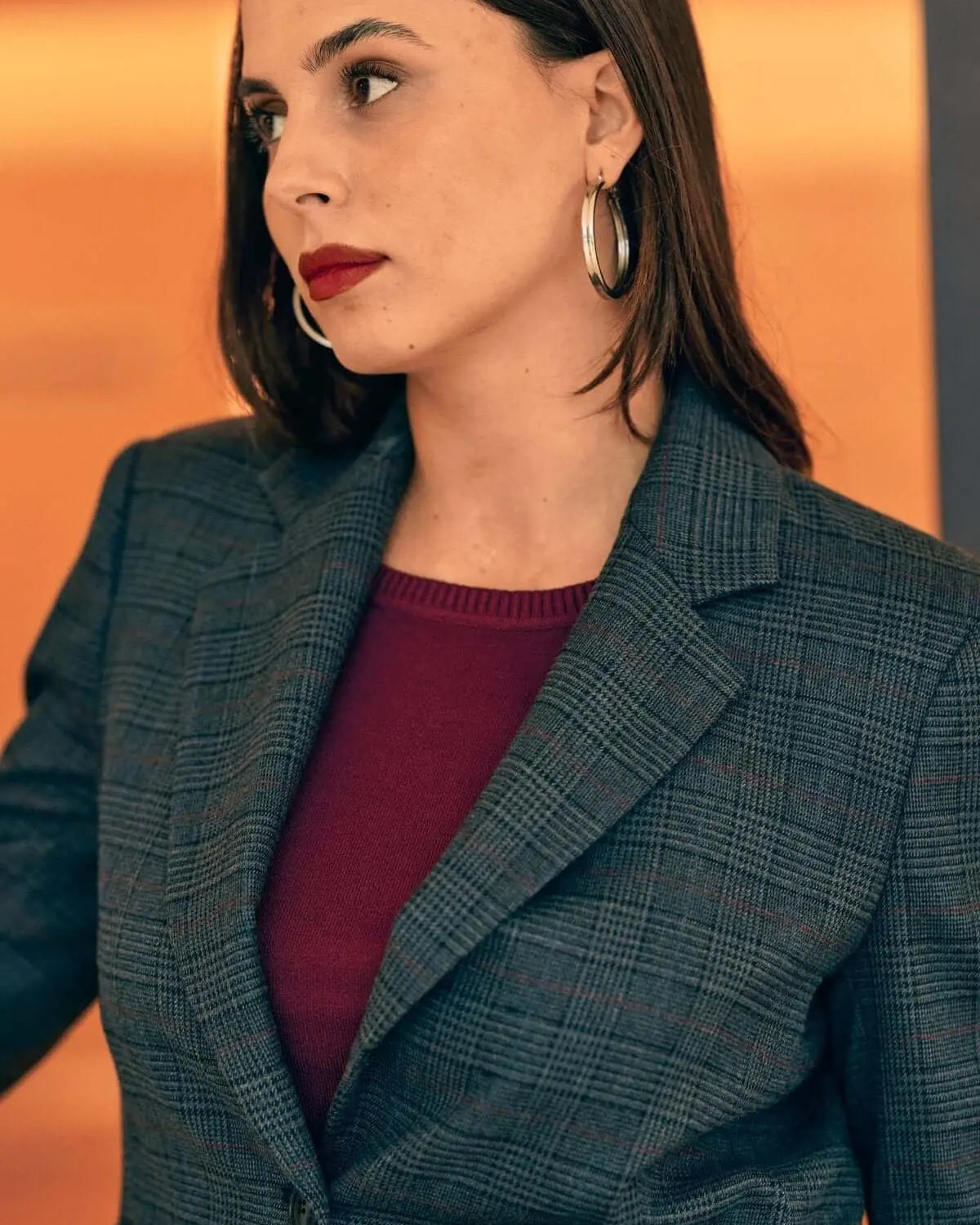 Giacca in tartan monopetto con tasche GRIGIO DORABELLA