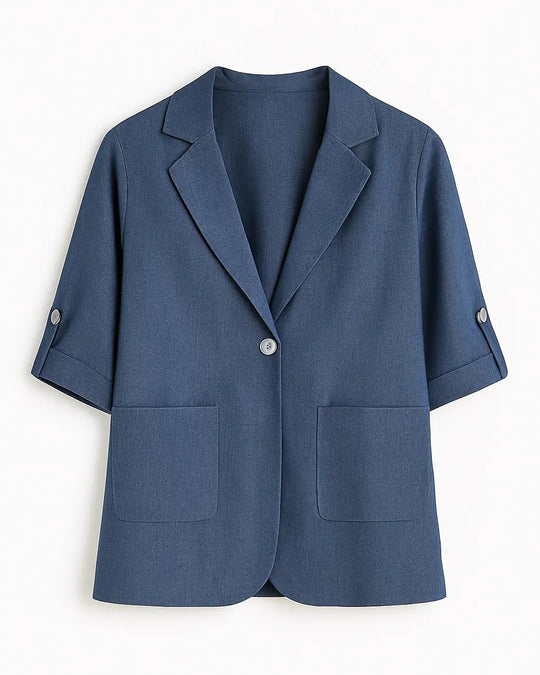 Giacca maniche a tre quarti con risvolto in chambray DORABELLA 3XL