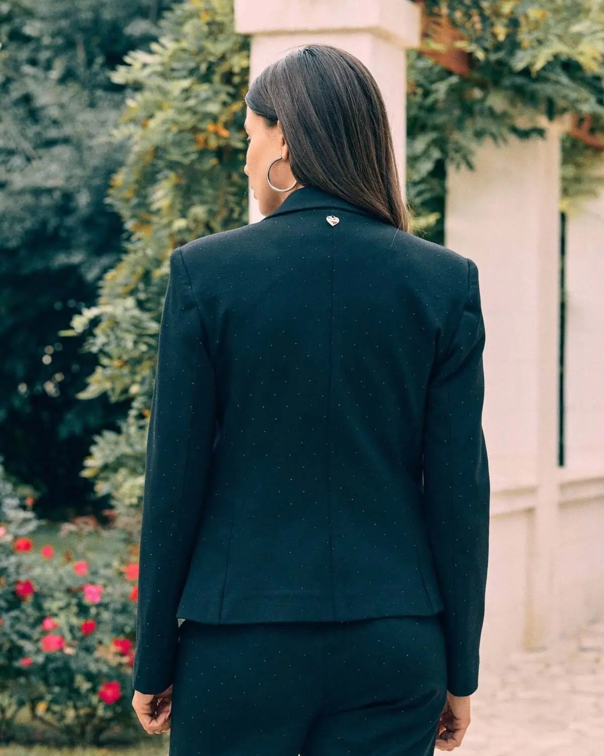 Giacca monopetto con dettagli strass all over NERO DORABELLA