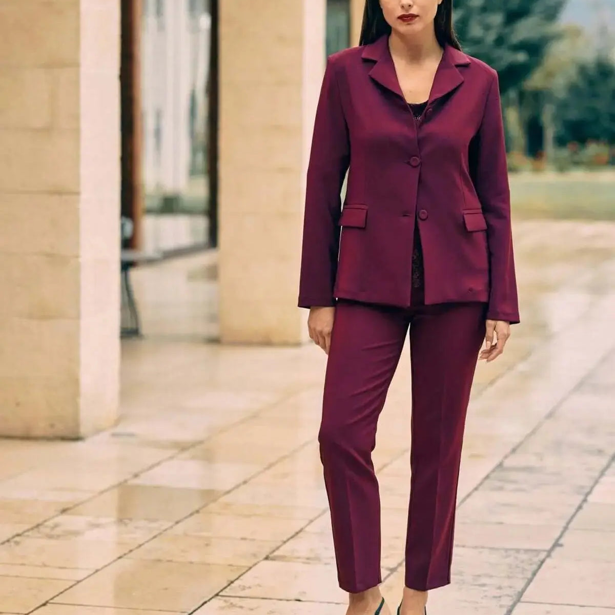 Giacca monopetto con pattine BURGUNDY DORABELLA 52