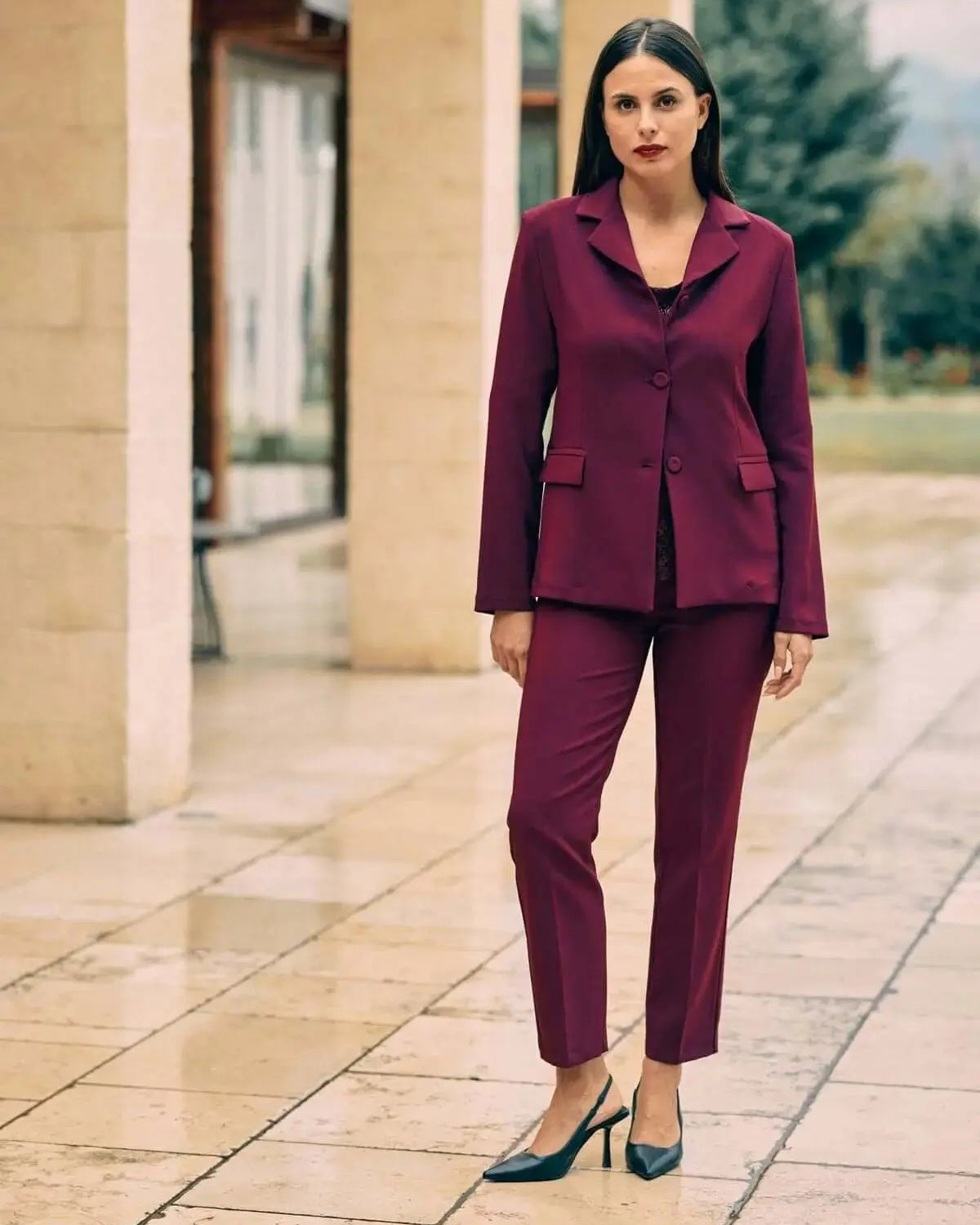 Giacca monopetto con pattine BURGUNDY DORABELLA 52