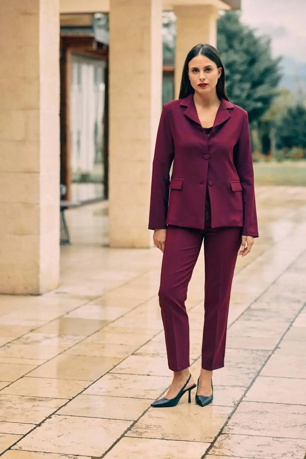 Giacca monopetto con pattine BURGUNDY DORABELLA 52