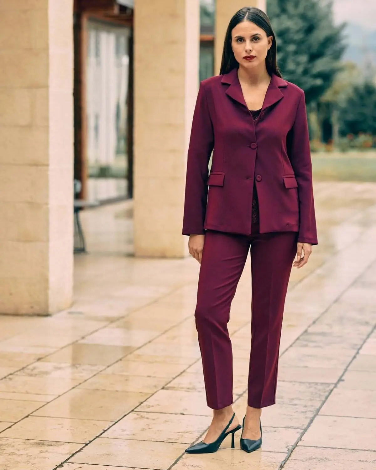 Giacca monopetto con pattine BURGUNDY DORABELLA 52