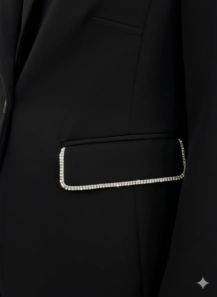 Giacca monopetto con profili strass DORABELLA