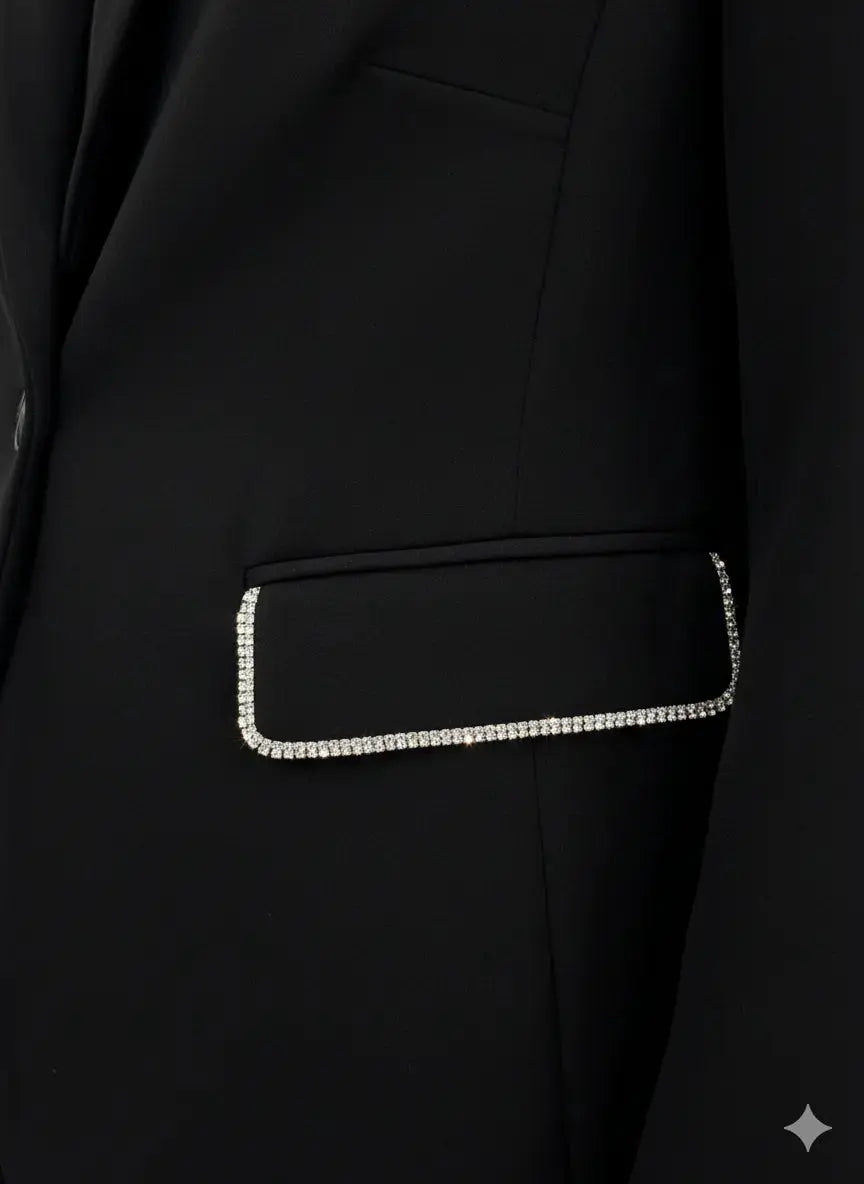 Giacca monopetto con profili strass DORABELLA