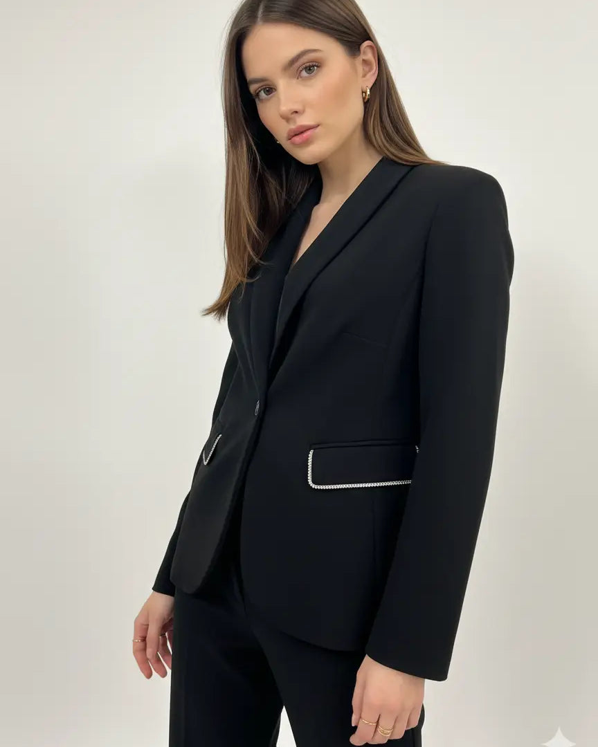 Giacca monopetto con profili strass DORABELLA