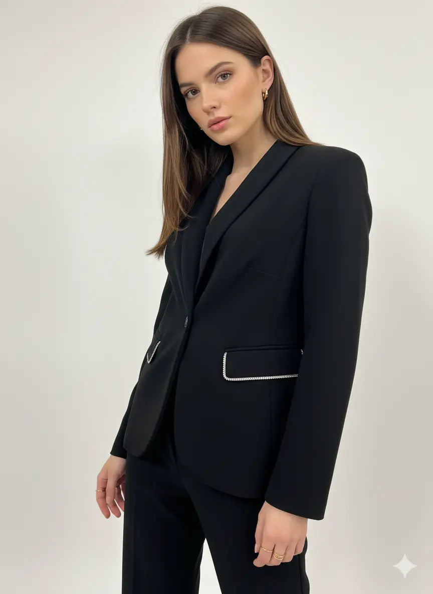 Giacca monopetto con profili strass DORABELLA