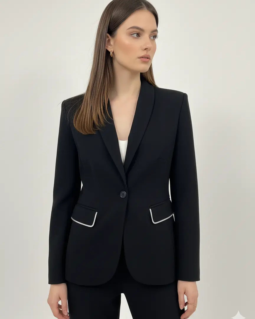 Giacca monopetto con profili strass DORABELLA