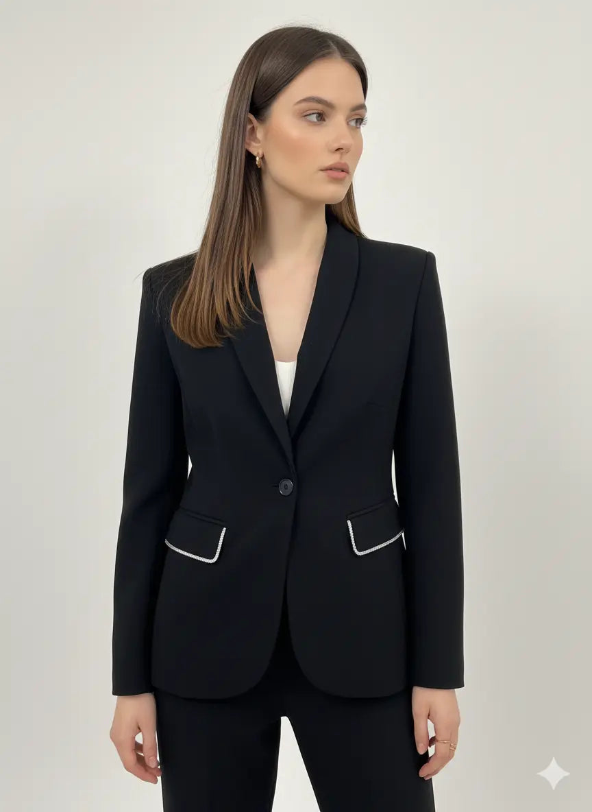 Giacca monopetto con profili strass DORABELLA