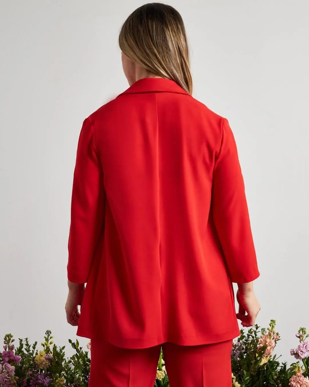 Giacca monopetto in cady elasticizzato con cintura in vita PAPAVERO DORABELLA