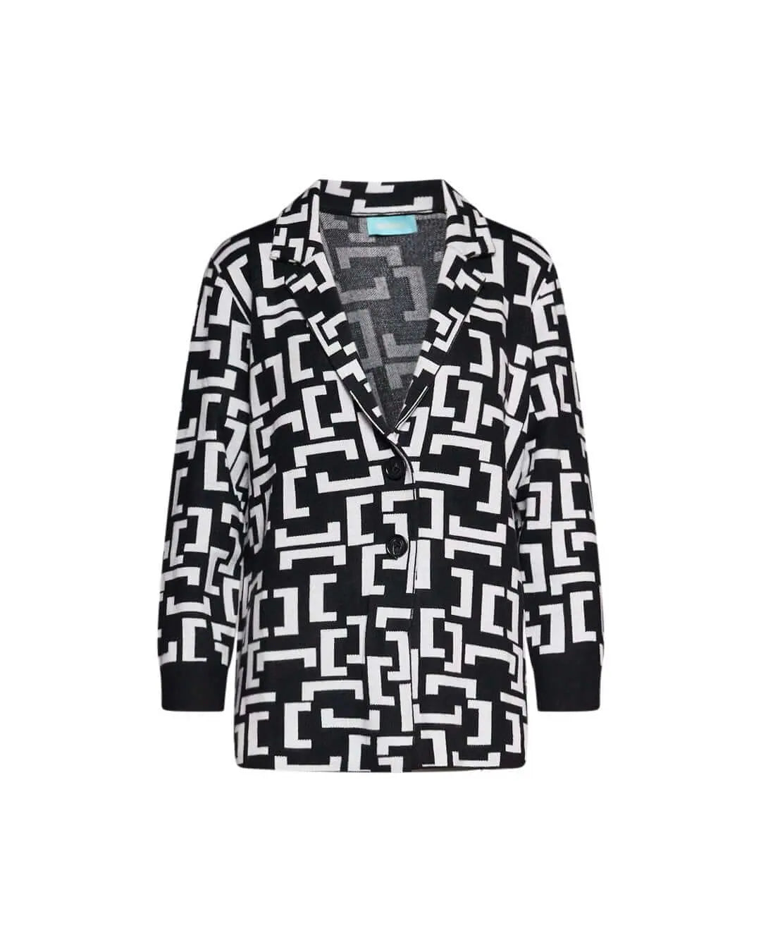 Giacca monopetto in maglia con motivo bicolor all over NERO DORABELLA