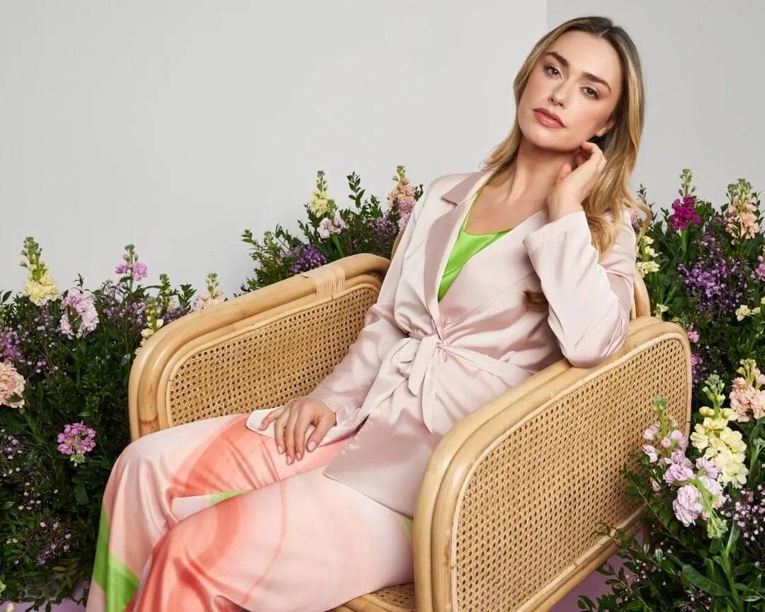 Giacca monopetto in raso tinta unita con cintura in vita CIPRIA DORABELLA