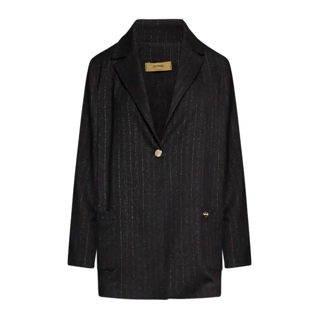 Giacca monopetto in tessuto gessato lurex NERO-ORO DORABELLA PIU'