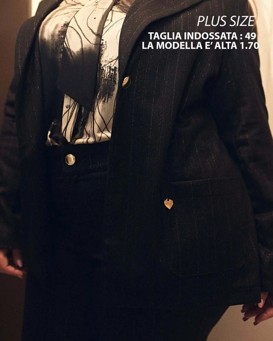 Giacca monopetto in tessuto gessato lurex NERO-ORO DORABELLA PIU'