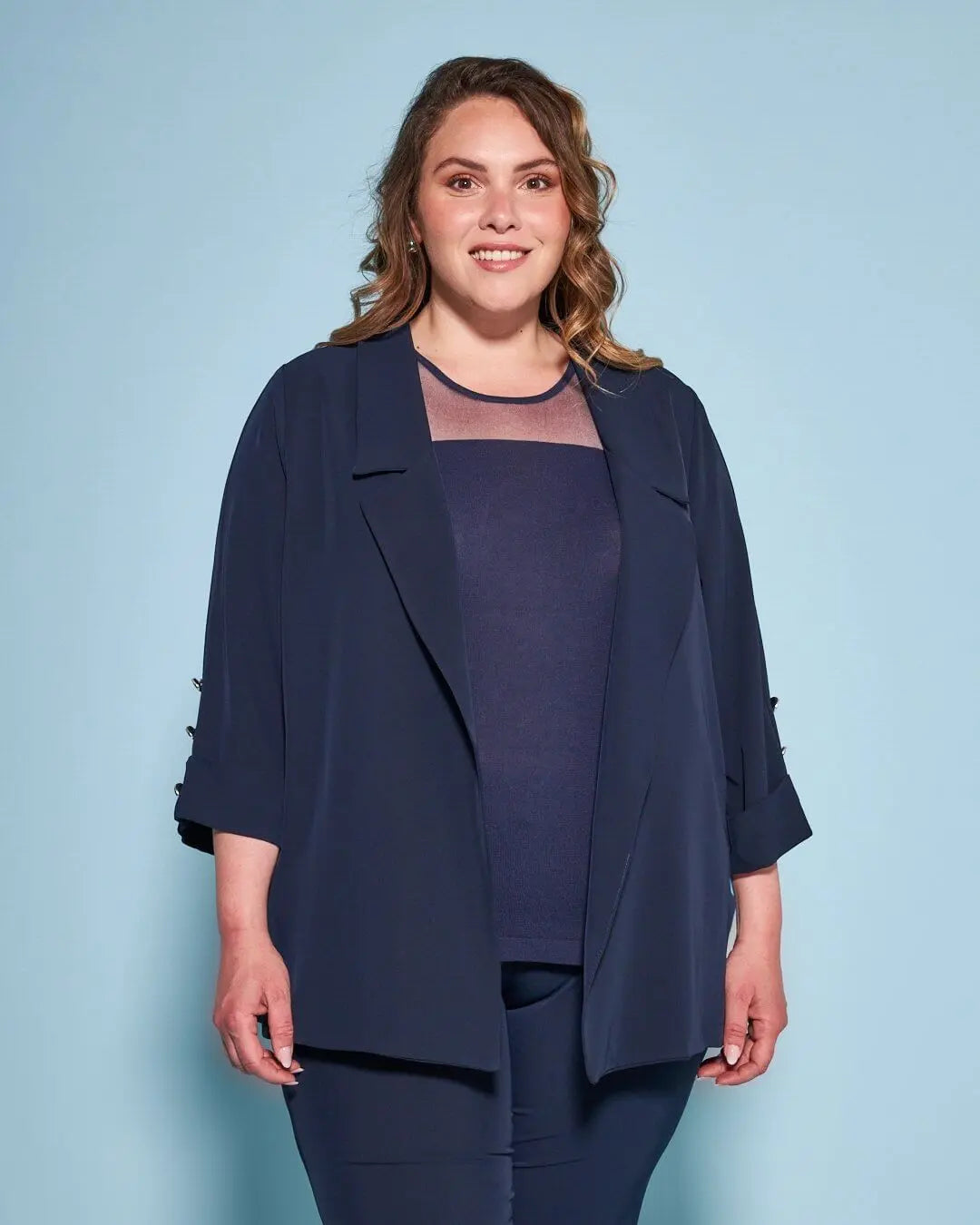 Giacca monopetto morbida in cady con dettaglio bottoni BLU DORABELLA PIU'