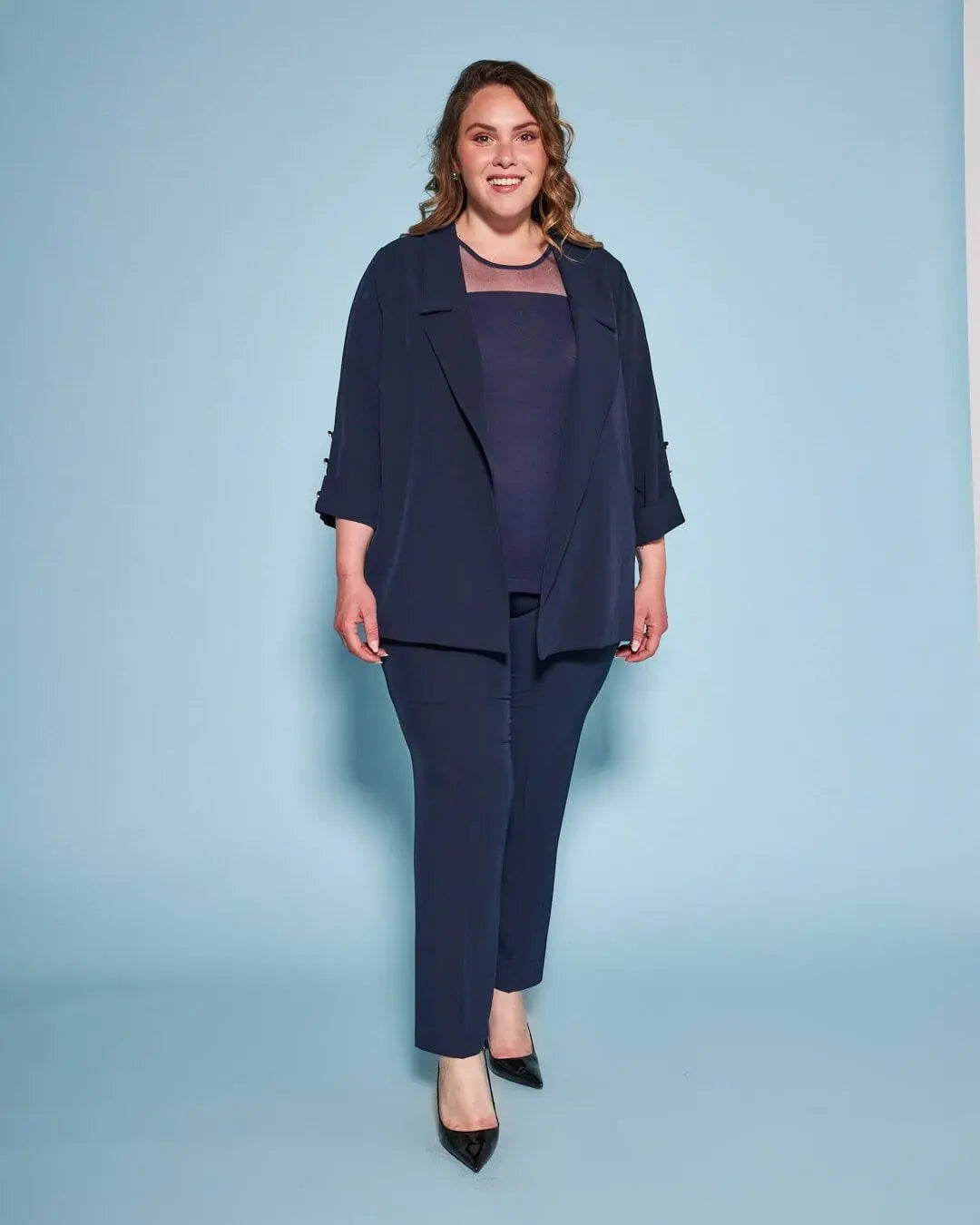 Giacca monopetto morbida in cady con dettaglio bottoni BLU DORABELLA PIU'