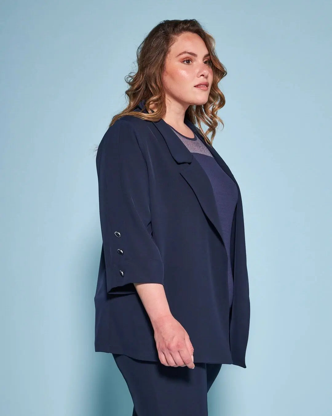 Giacca monopetto morbida in cady con dettaglio bottoni BLU DORABELLA PIU'