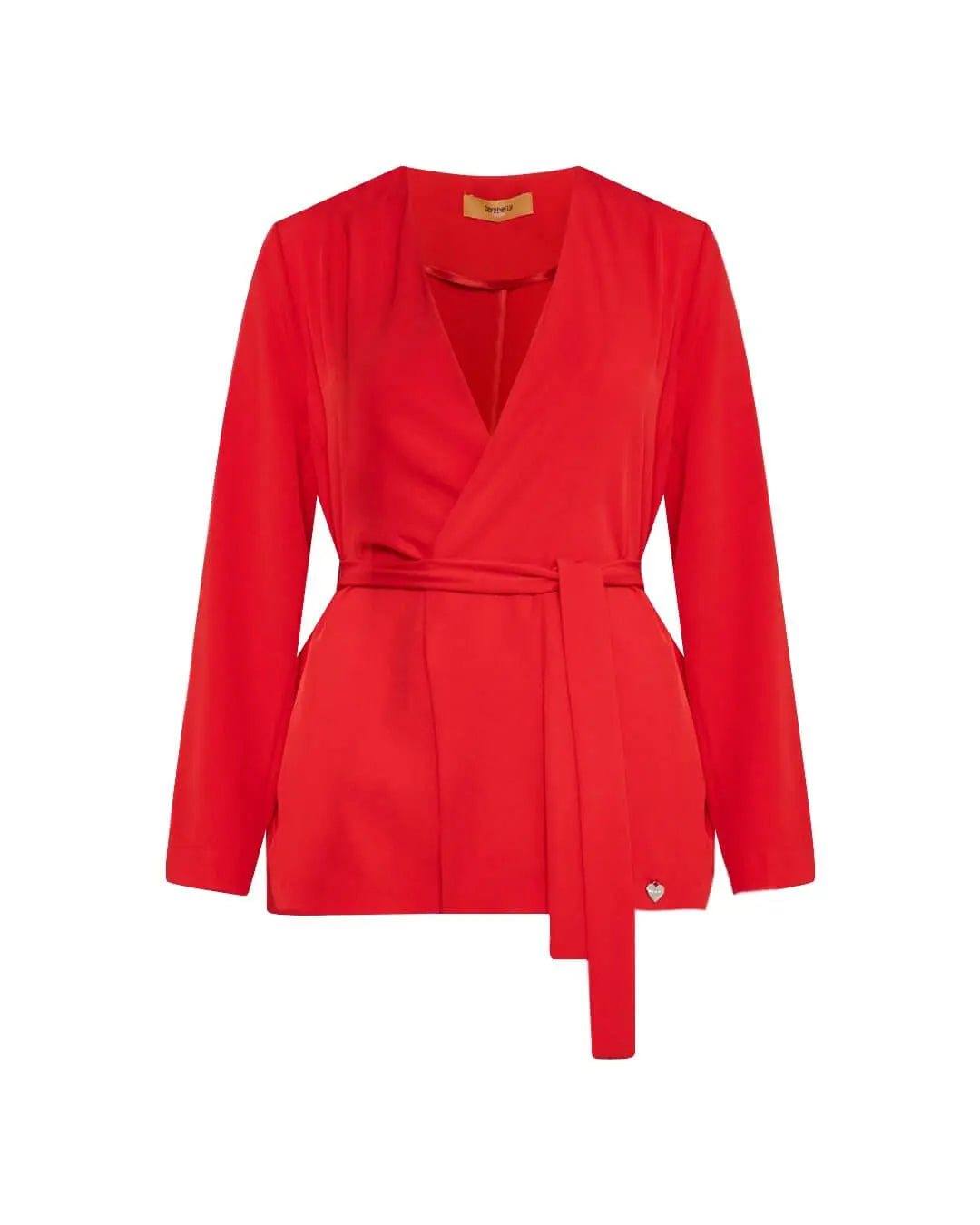 Giacca monopetto senza collo in cady elasticizzato con cintura in vita PAPAVERO DORABELLA PIU'