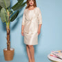 Giacca monopetto senza collo in shantung con inserto in pizzo sul fondo manica CHAMPAGNE DORABELLA COUTURE