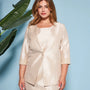 Giacca monopetto senza collo in shantung con inserto in pizzo sul fondo manica CHAMPAGNE DORABELLA COUTURE
