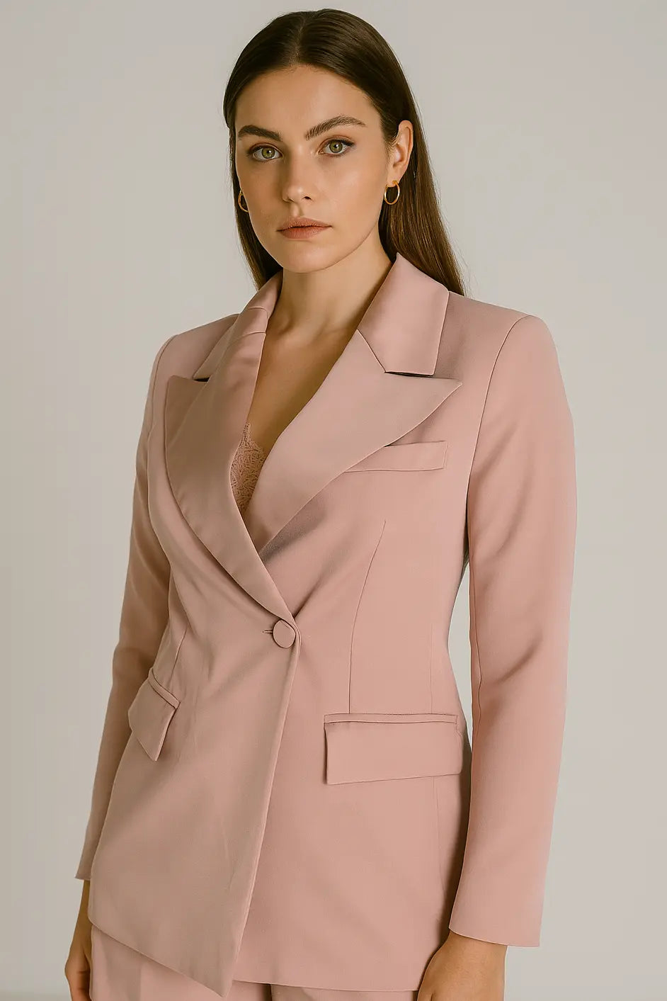 Giacca oversize doppio petto con rever e collo in raso a tono Unica by Dorabella