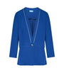 Giacca senza collo con baschina e piping BLU CHINA DORABELLA