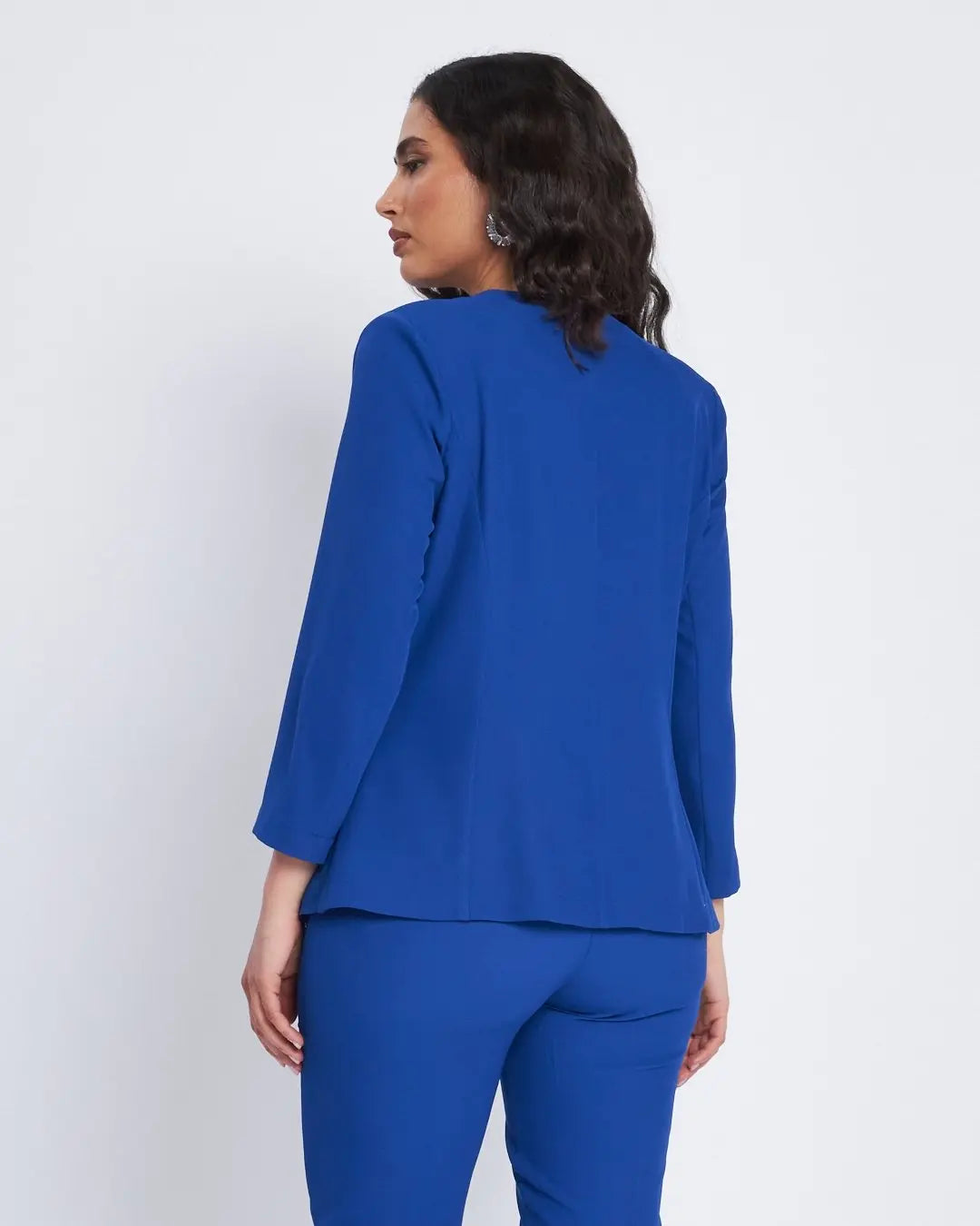 Giacca senza collo con baschina e piping BLU CHINA DORABELLA