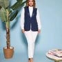 Gilet in crêpe tinta unita con collo sciallato BLU DORABELLA XXL