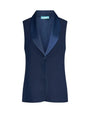Gilet in crêpe tinta unita con collo sciallato BLU DORABELLA