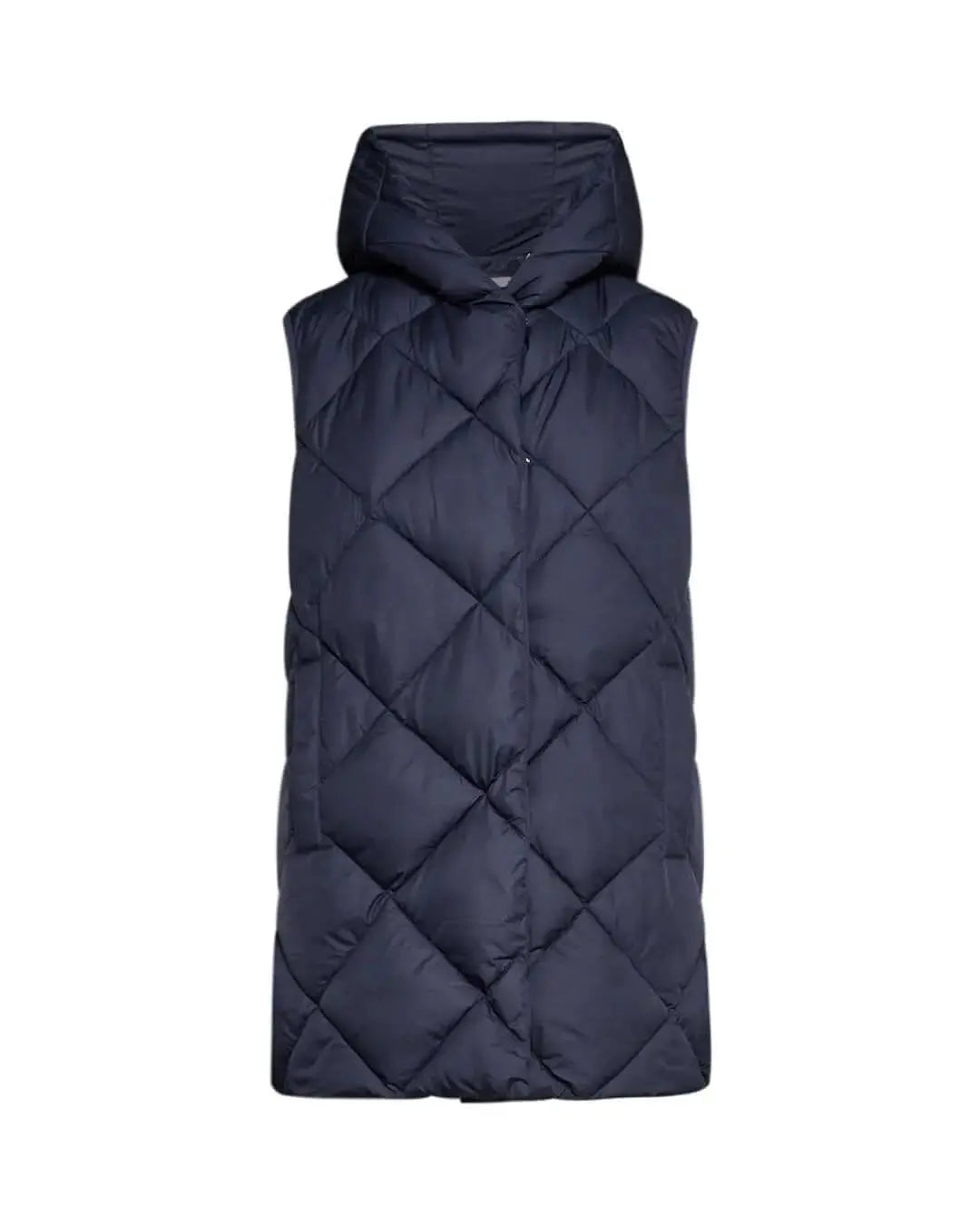 Gilet trapuntato in nylon tinta unita con cappuccio BLU DORABELLA