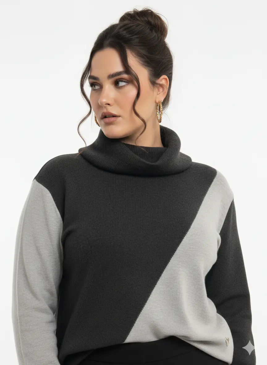 Girocollo bi-color con collo removibile DORABELLA PIU'