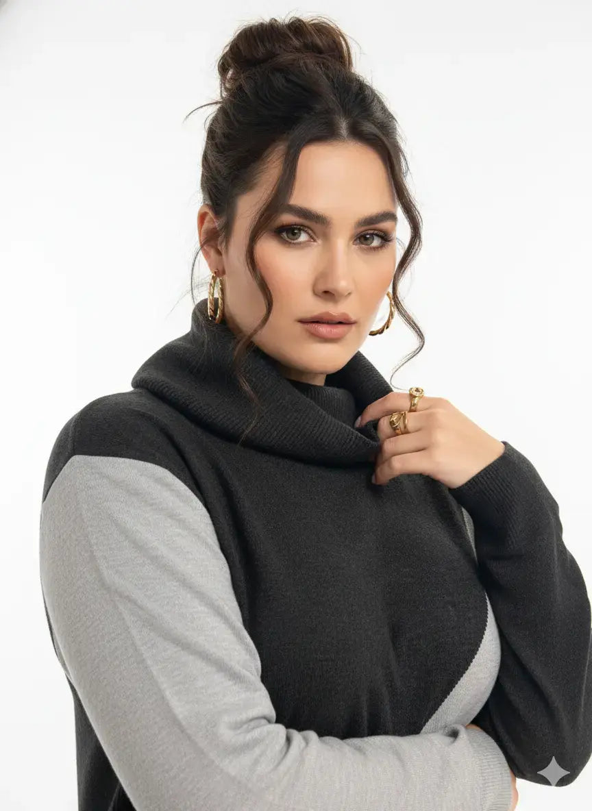 Girocollo bi-color con collo removibile DORABELLA PIU'