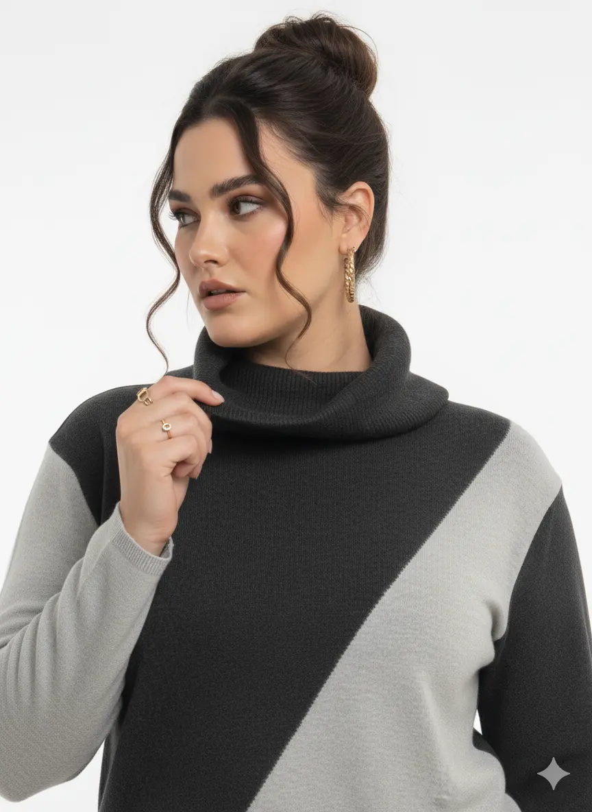 Girocollo bi-color con collo removibile DORABELLA PIU'