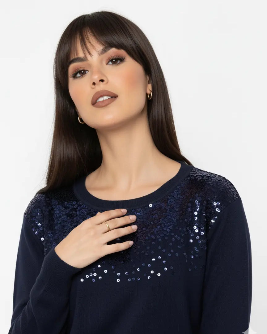 Girocollo con applicazione di paillettes DORABELLA