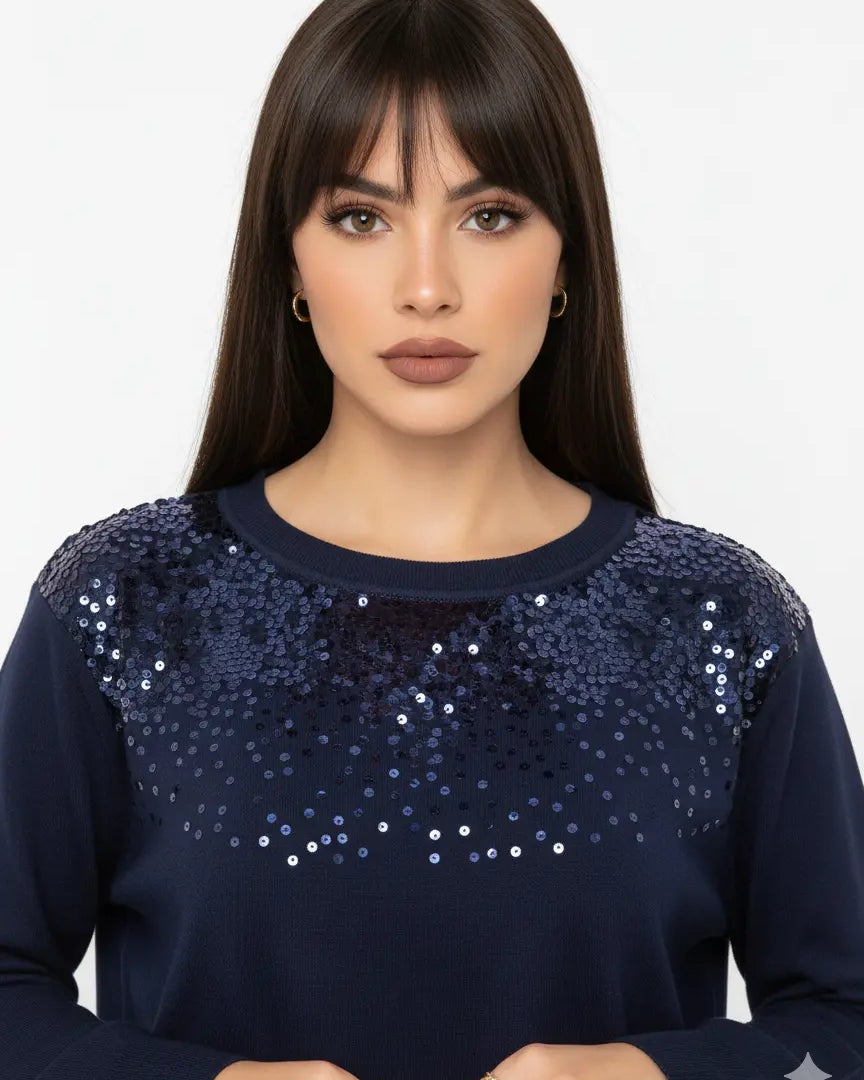 Girocollo con applicazione di paillettes DORABELLA