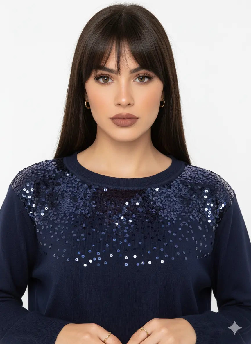 Girocollo con applicazione di paillettes DORABELLA